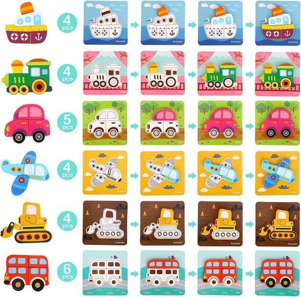 Пазлы 6в1 "Транспорт" от Tooky Toy TL635 фото